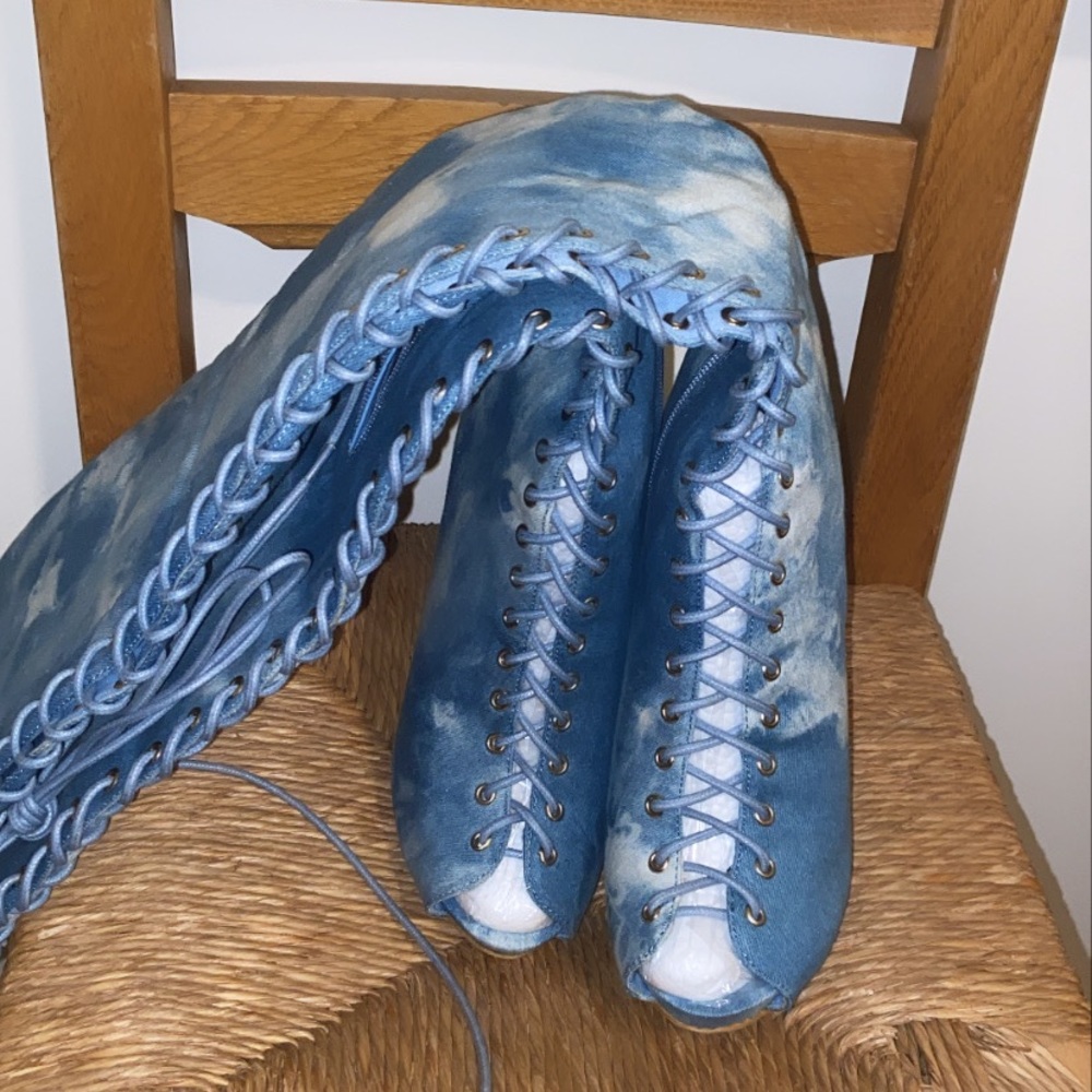 Knee High Jean Lace Boots